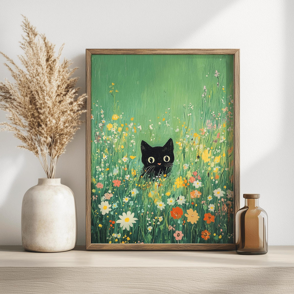Monet Waterlily Cat Print Claude Monet Floral Cat Poster - Digital Download