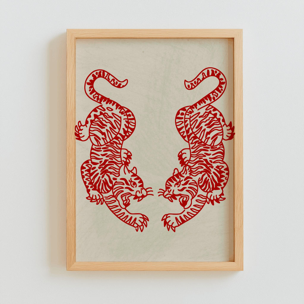 Tiger Wall Art Japanese Minimalist Poster - Digital Download