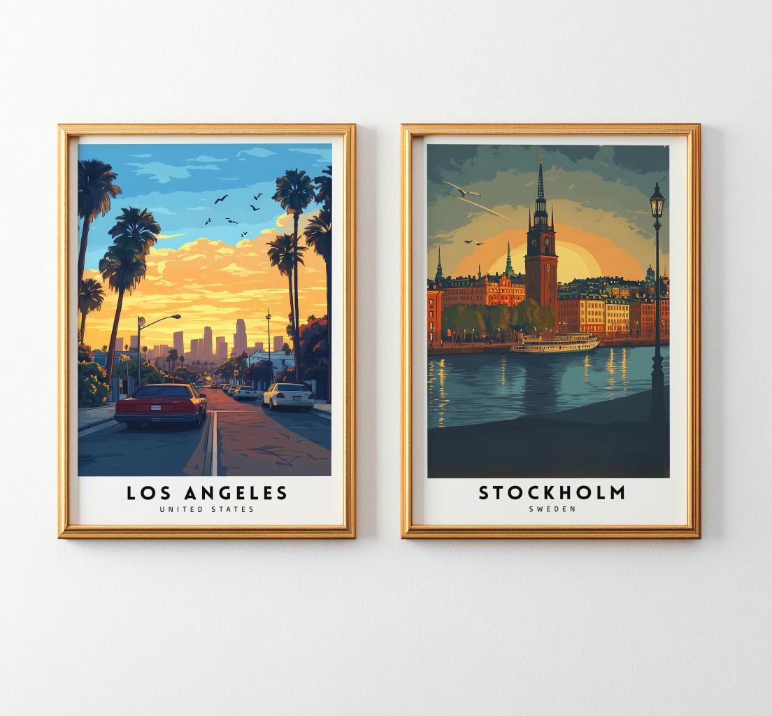 Custom City Travel Prints Set of 3 Personalized Wall Art - Digital Download