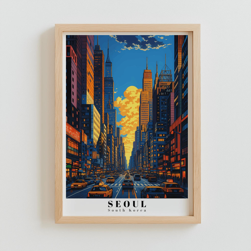 Seoul Cityscape Art Print South Korea Travel Poster - Digital Download