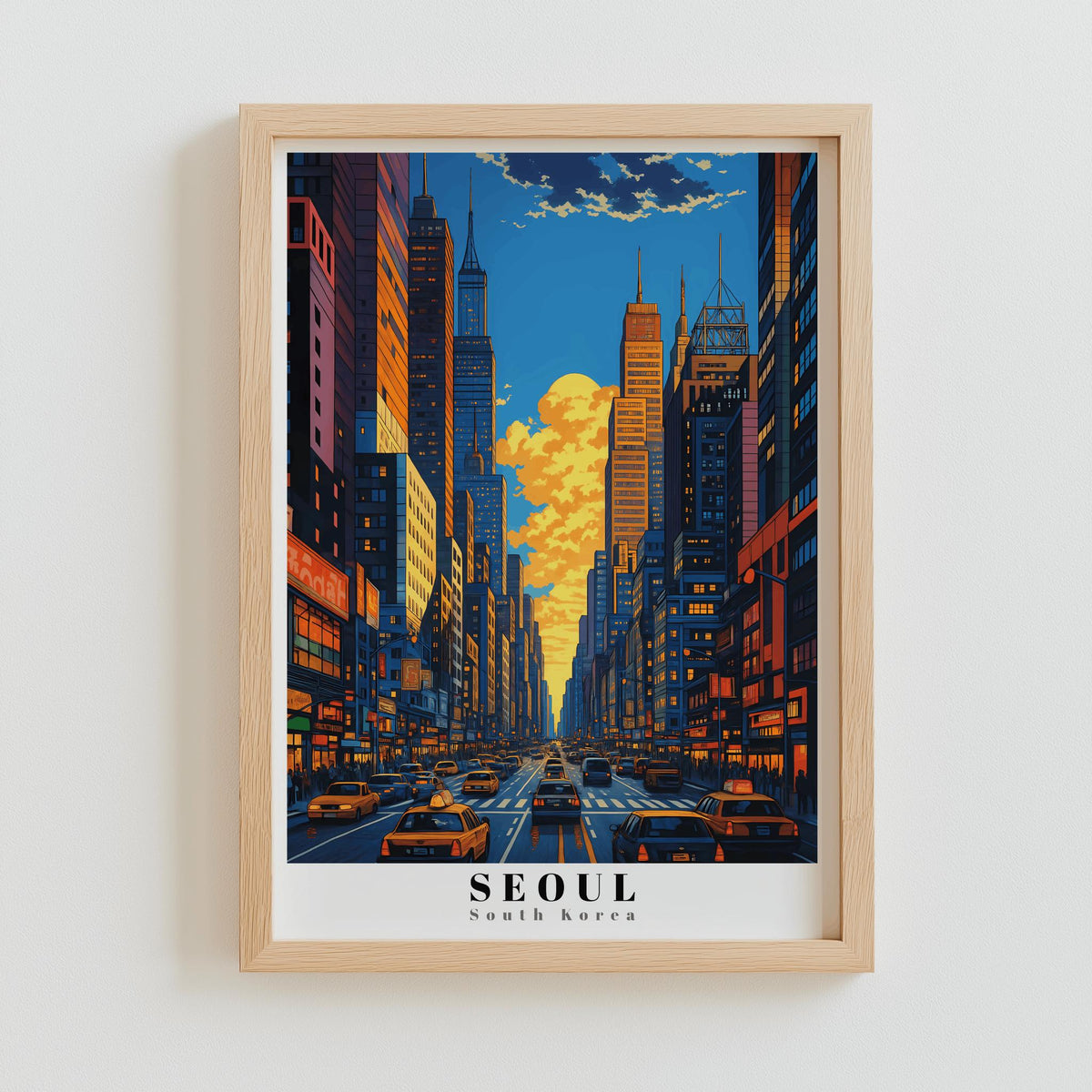 Seoul Cityscape Art Print South Korea Travel Poster - Digital Download