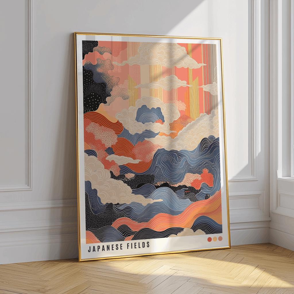 Japanese Fields Poster Wabi Sabi Japandi Wall Art - Digital Download