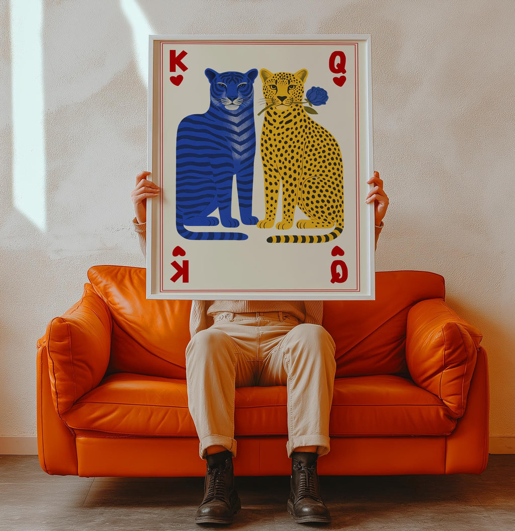 Tiger and Cheetah Playing Card Print Femme Fatale Wall Art - Digital Download