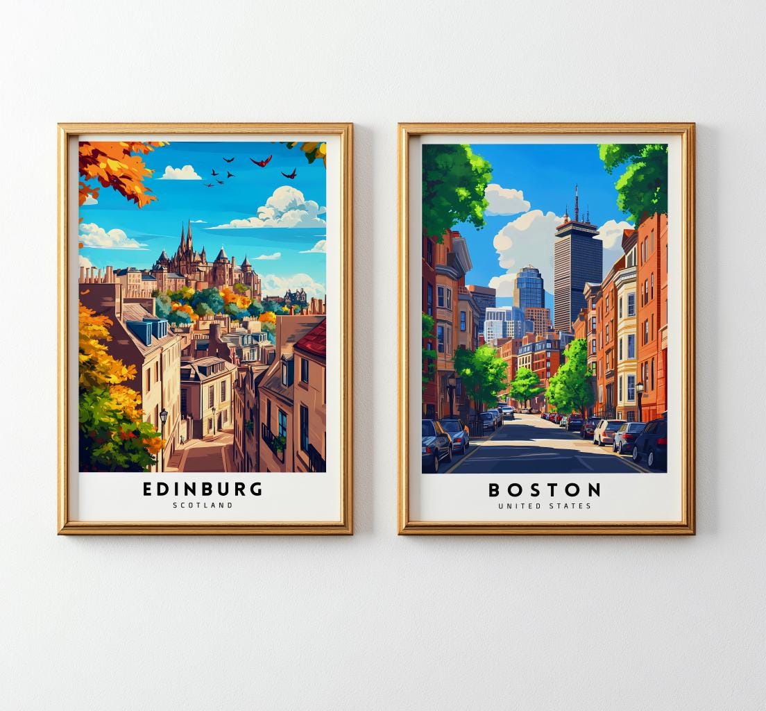 Custom City Travel Prints Set of 3 Personalized Wall Art - Digital Download