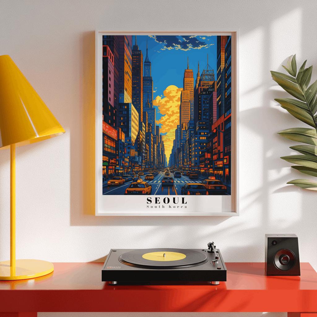 Seoul Cityscape Art Print South Korea Travel Poster - Digital Download