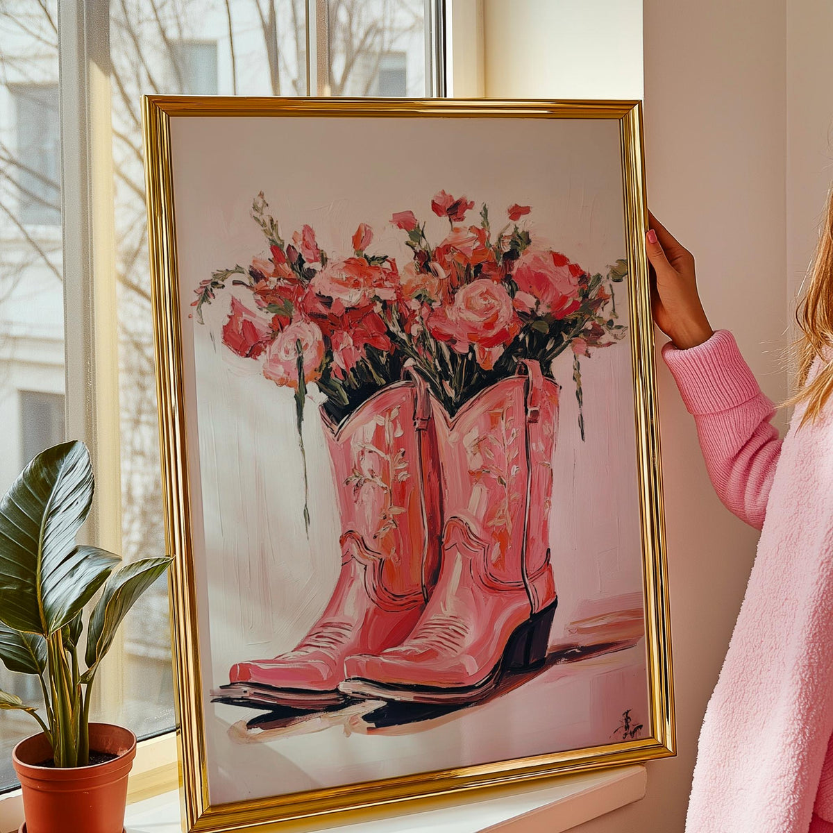 Coquette Cowgirl Boots Print Girly Western Wall Art - Digital Download