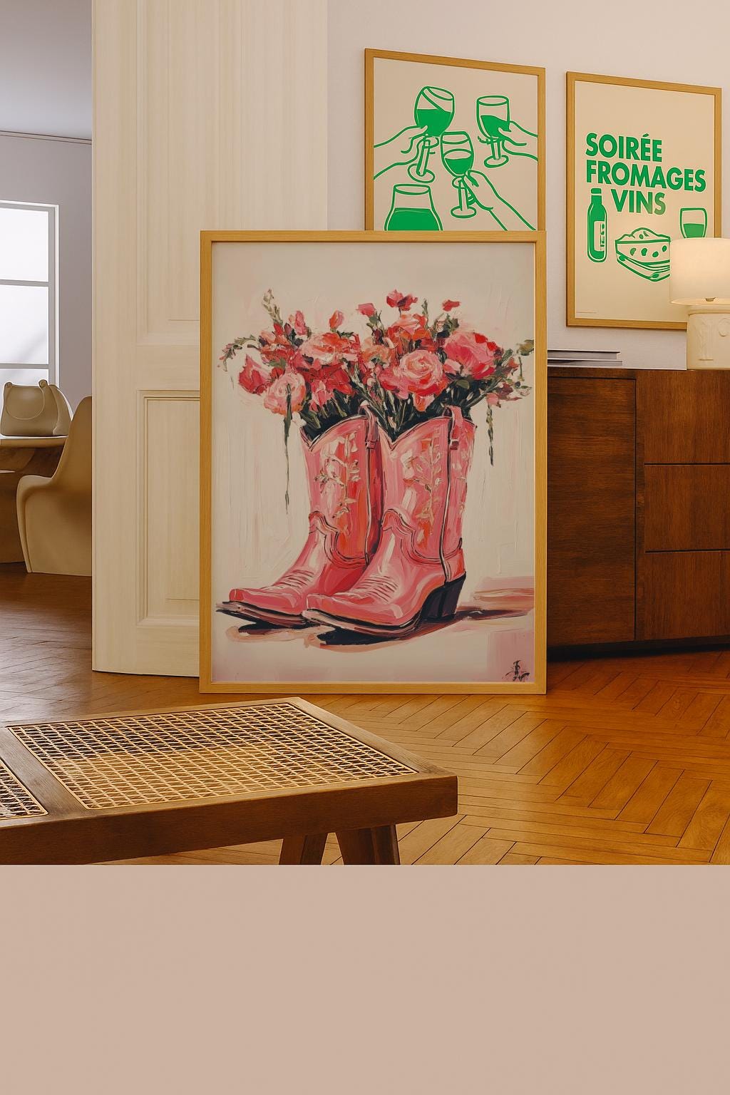 Coquette Cowgirl Boots Print Girly Western Wall Art - Digital Download