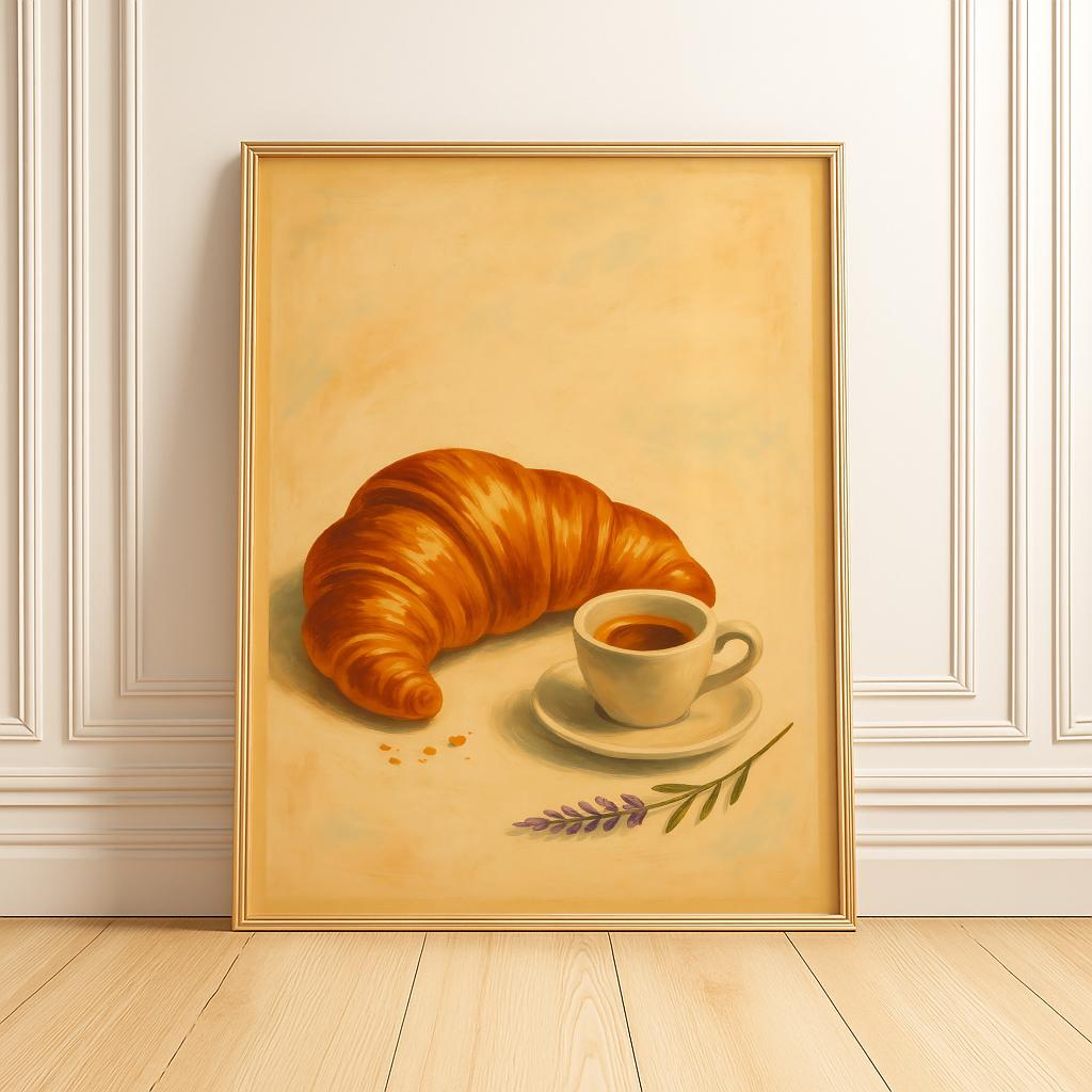 Croissant Poster French Cafe Kitchen Wall Art - Digital Download