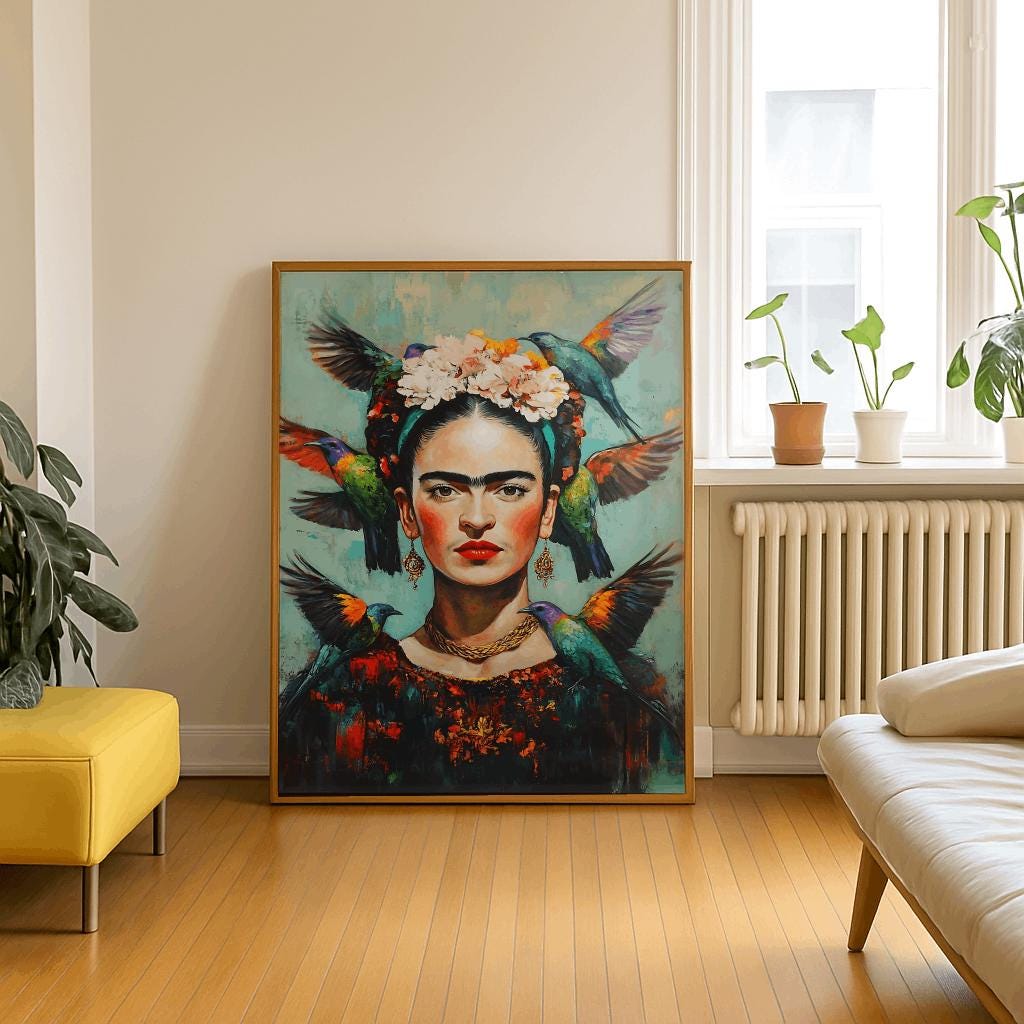 Frida Kahlo Birds and Flowers Print Mexican Art - Digital Download