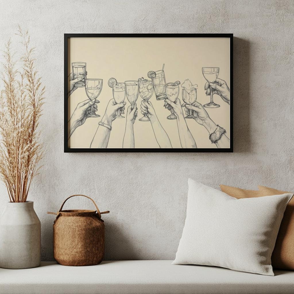 Cheers Print Bar Cart Wall Decor - Digital Download