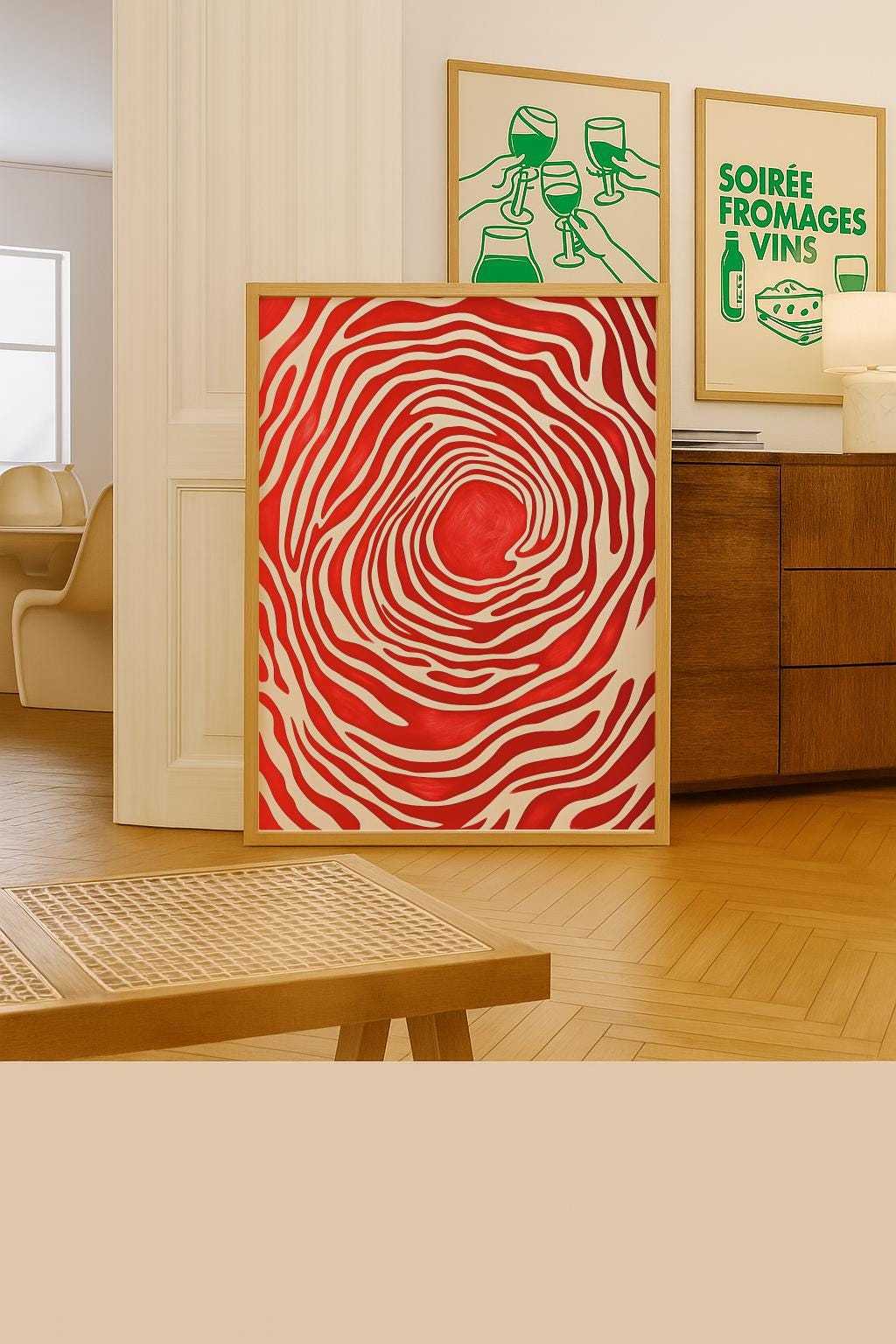 Red Abstract Art Print Bold Mid Century Modern Poster - Digital Download