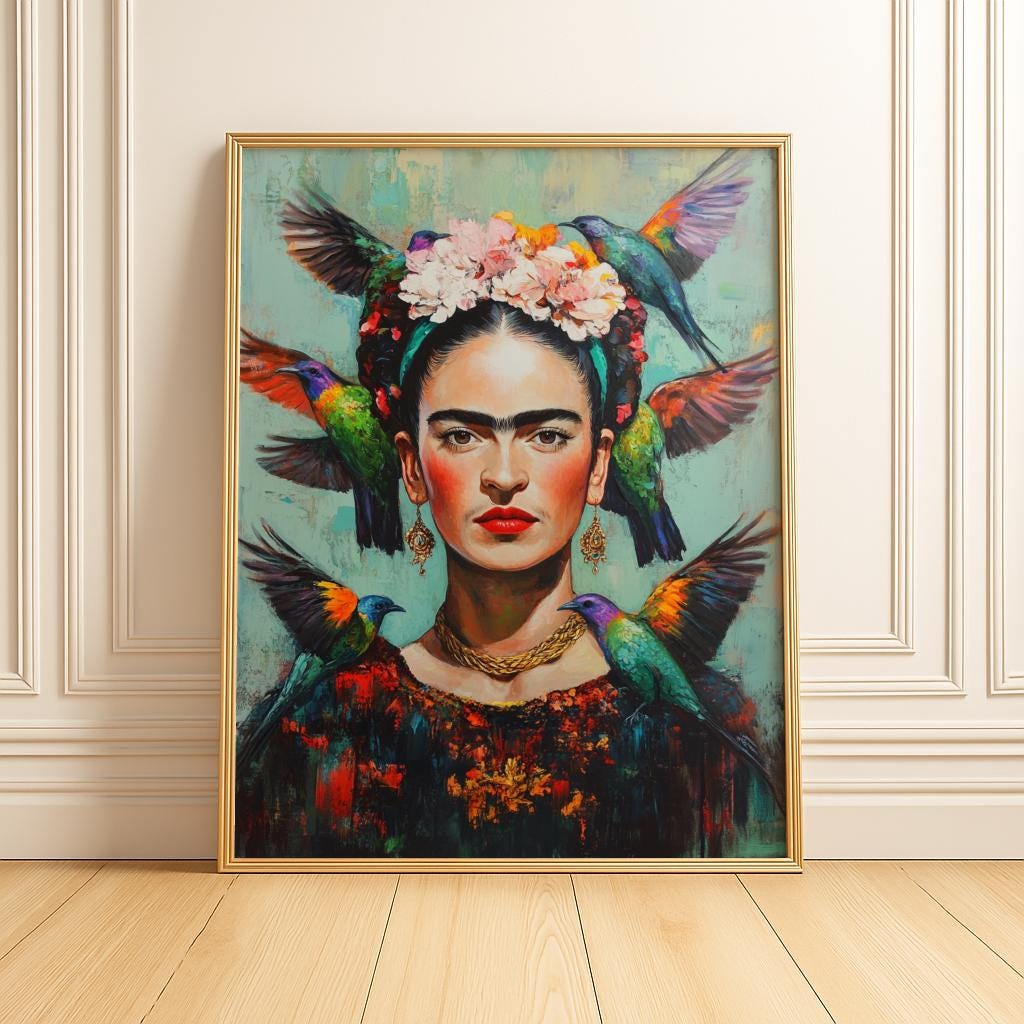 Frida Kahlo Birds and Flowers Print Mexican Art - Digital Download