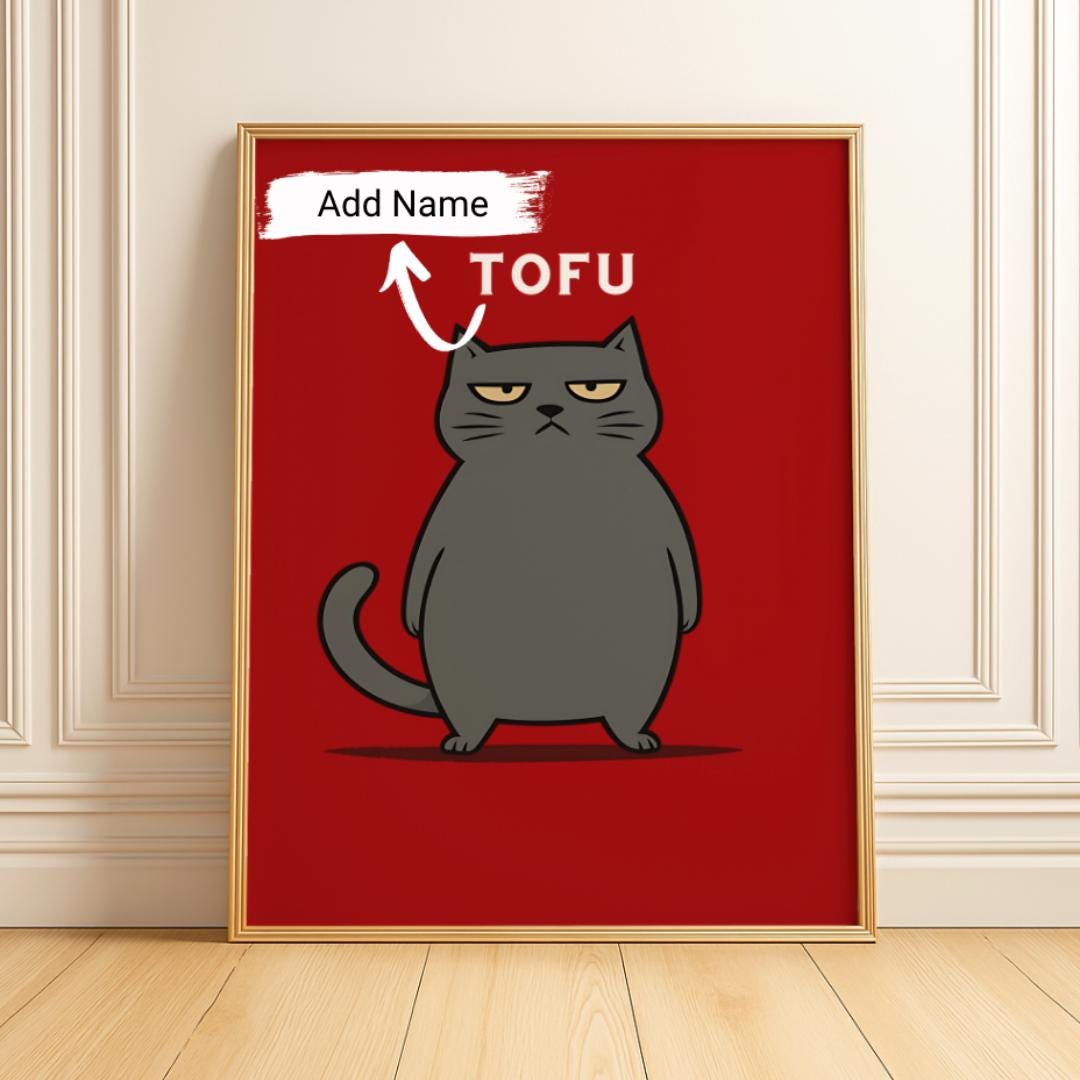 Custom Cat Name Poster Personalized Pet Wall Art - Digital Download
