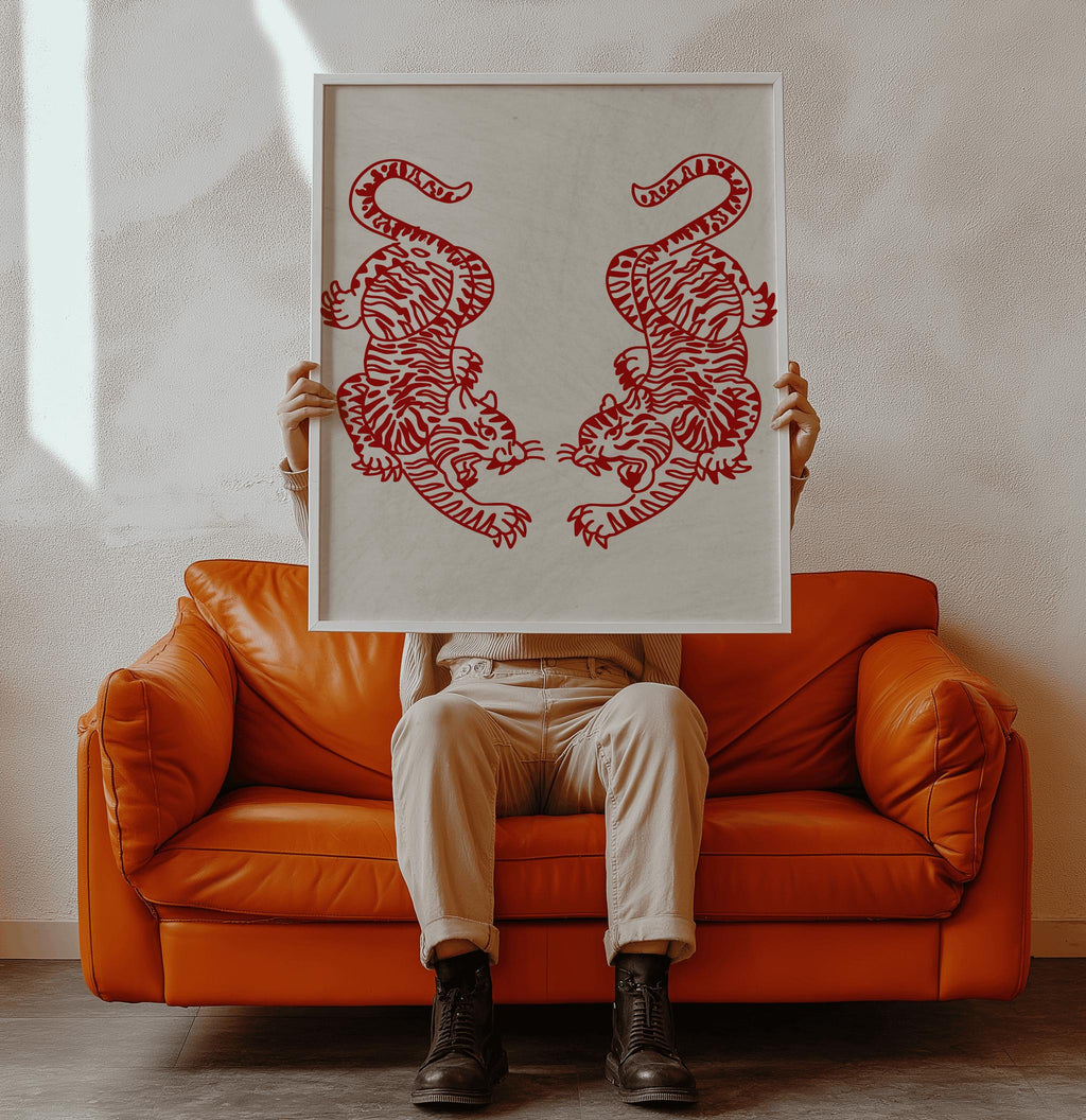 Tiger Wall Art Japanese Minimalist Poster - Digital Download