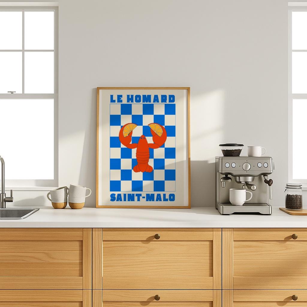 French Chef Lobster Print Le Homard Saint Wall Art - Digital Download