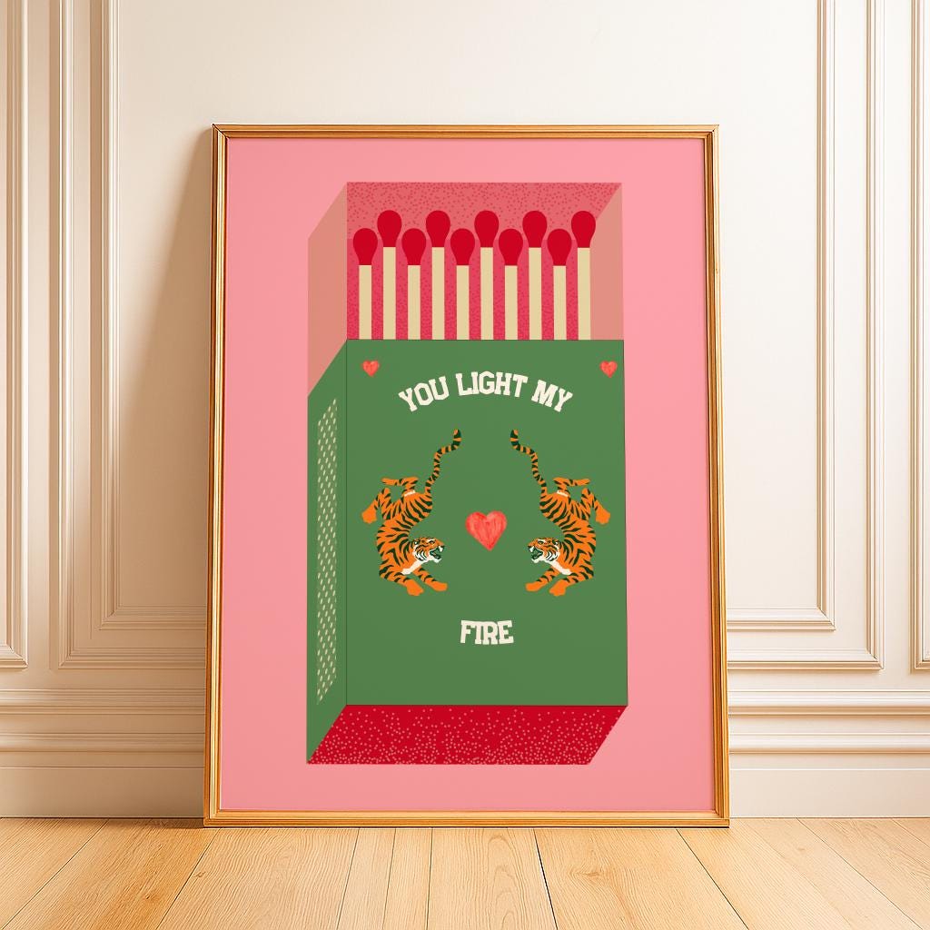 Match Made in Heaven Print Retro Matchbox Wall Art - Digital Download