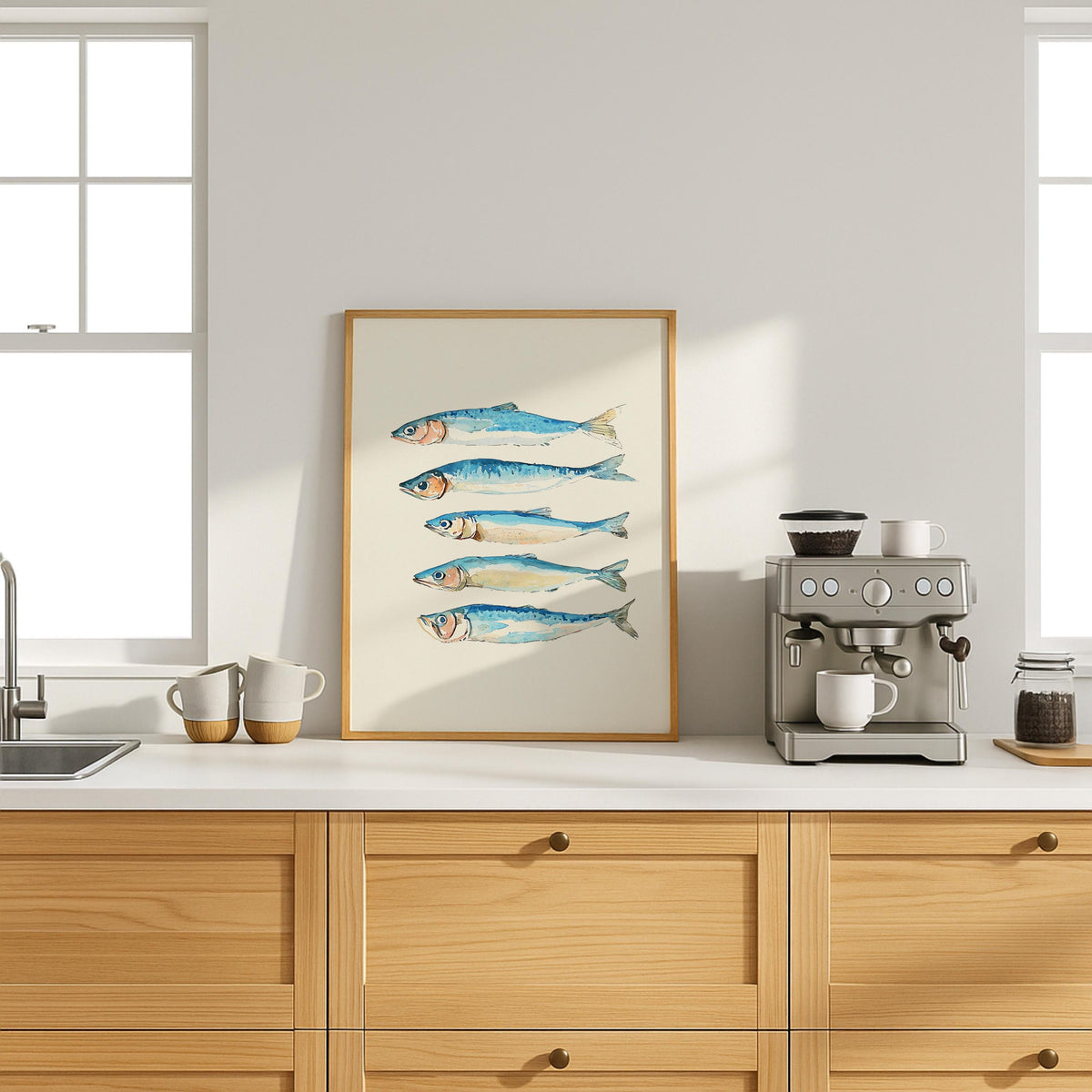 Sardines Poster Vintage Tin Retro Fish Kitchen Wall Art - Digital Download