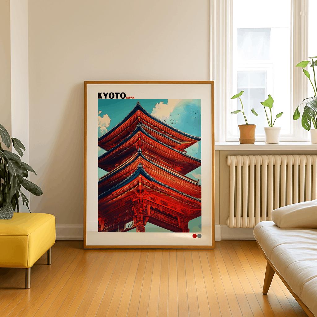 Kyoto Temple Wall Art Japanese Pagoda Architecture Poster - Digital Download