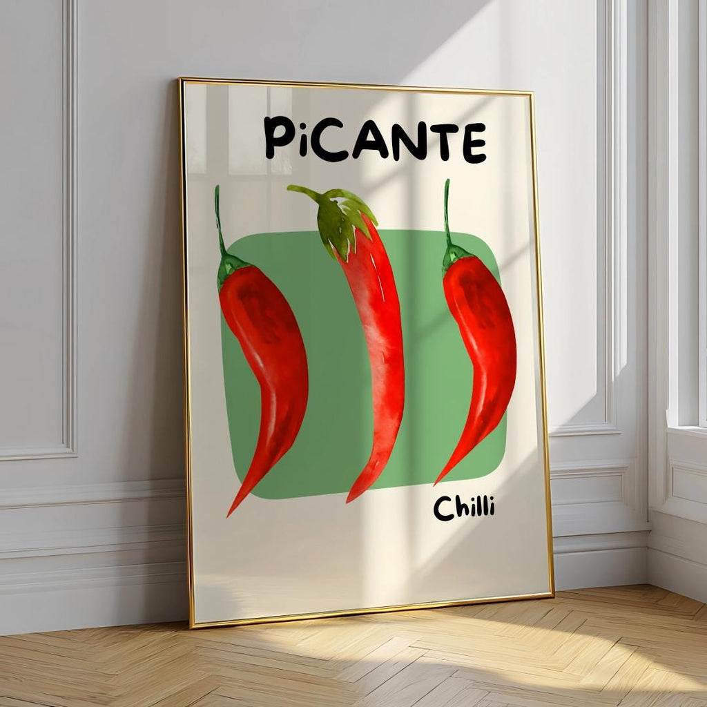 Chilli Pepper Poster 70s Retro Kitchen Wall Art - Digital Download