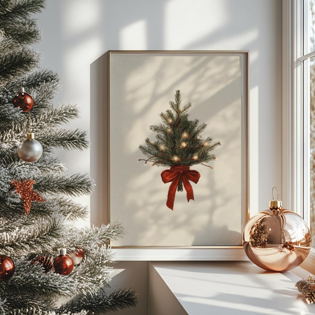 Vintage Christmas Tree Poster Antique Holiday Wall Art - Digital Download