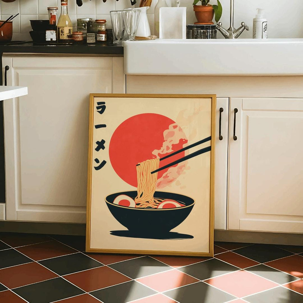 Ramen Noodle Soup Poster Japanese Retro Kitchen Art - Digital Download