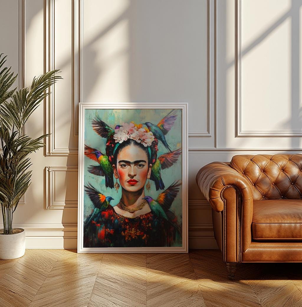 Frida Kahlo Birds and Flowers Print Mexican Art - Digital Download