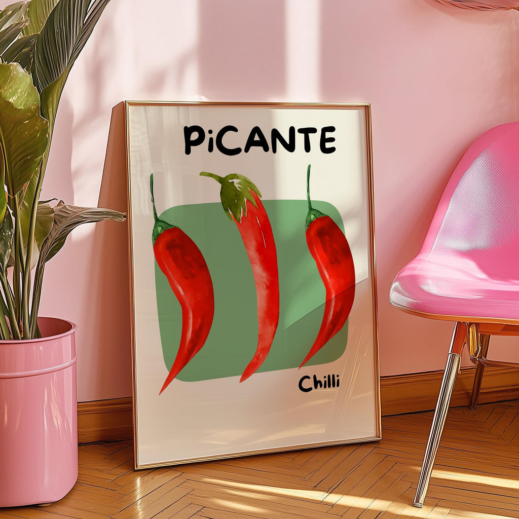 Chilli Pepper Poster 70s Retro Kitchen Wall Art - Digital Download