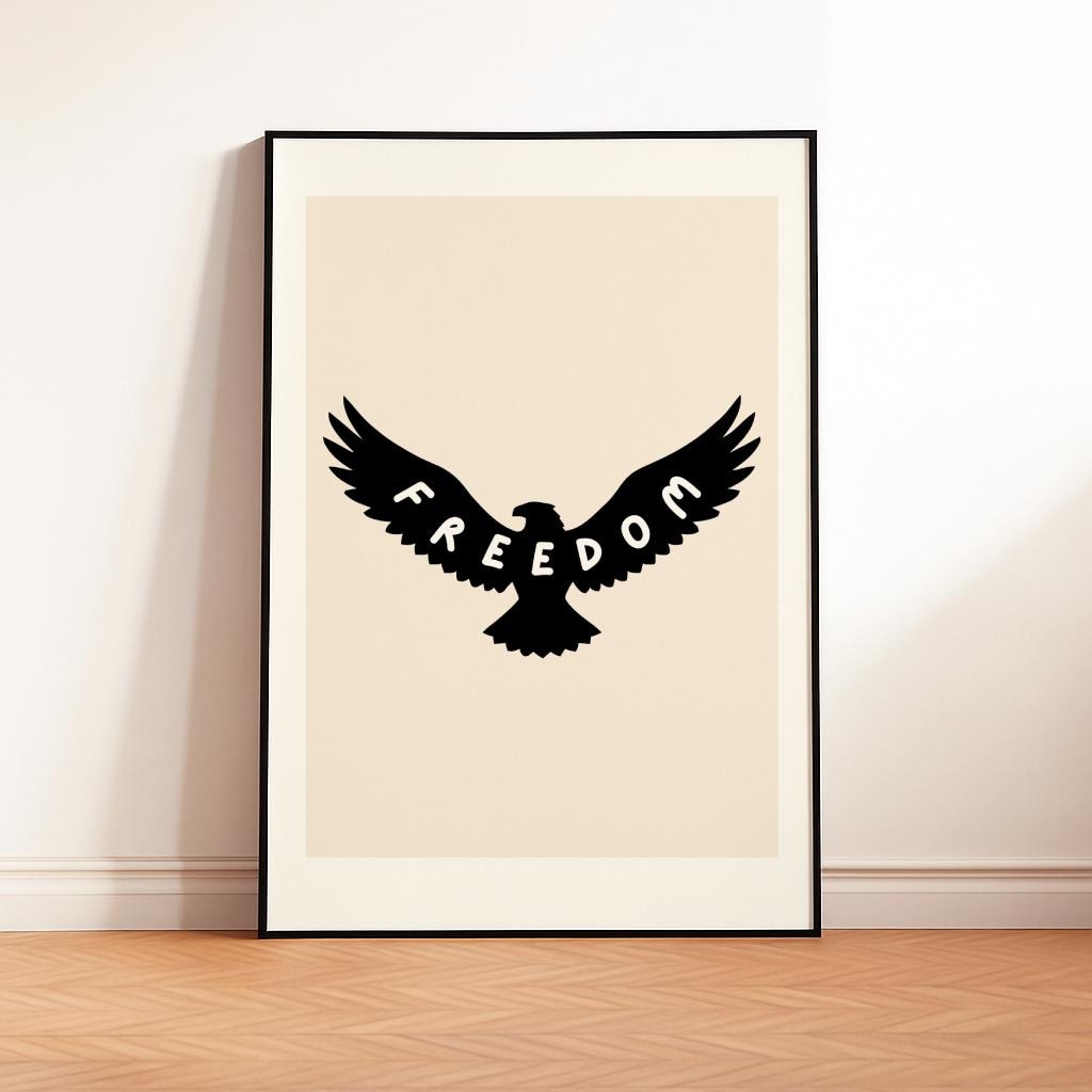 Freedom Definition Poster Minimalist Inspirational Wall Art - Digital Download