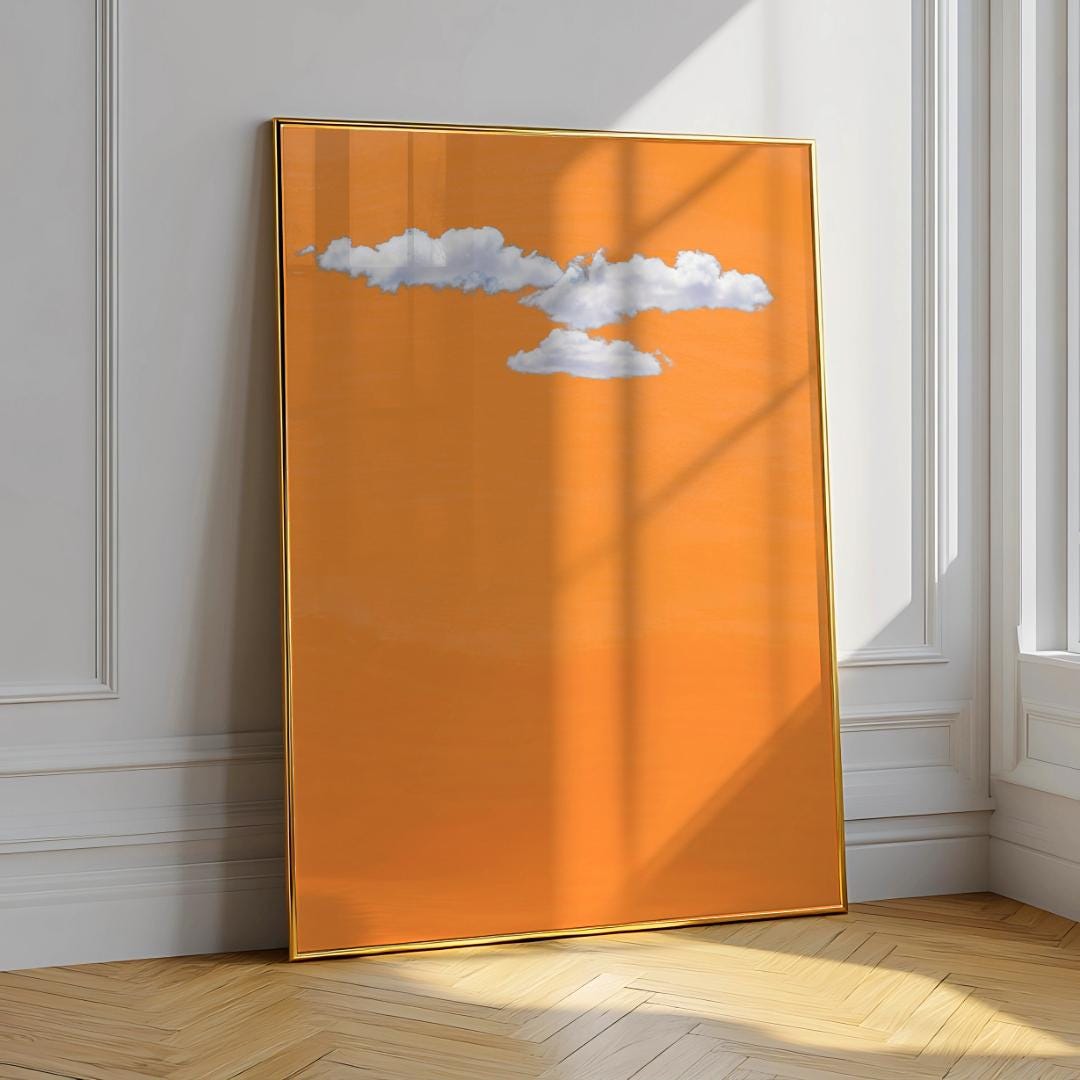 Cloud Wall Art Orange Indigo Abstract Poster - Digital Download