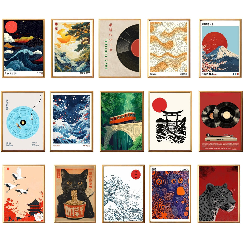 Japanese Wall Art Set of 50 Japandi Gallery Wall Prints - Digital Download