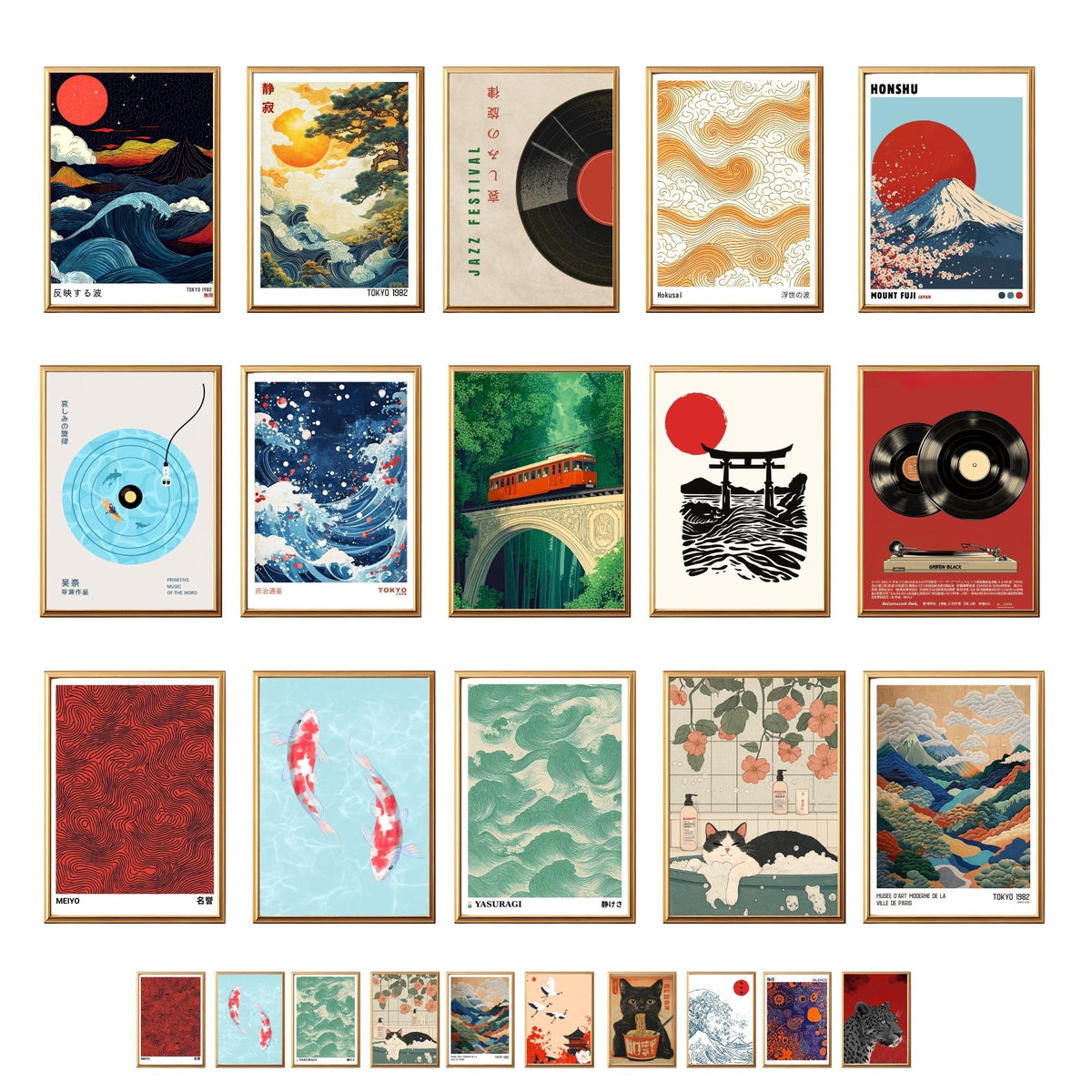 Japanese Wall Art Set of 50 Japandi Gallery Wall Prints - Digital Download