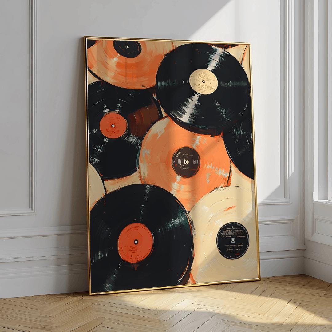 Vintage Record Eclectic Wall Art Retro Vinyl Music Poster - Digital Download