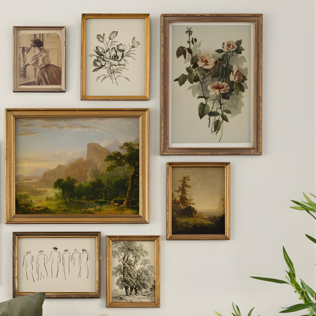 Vintage Gallery Wall Art Set of 10 Antique Botanical Landscape Prints - Digital Download