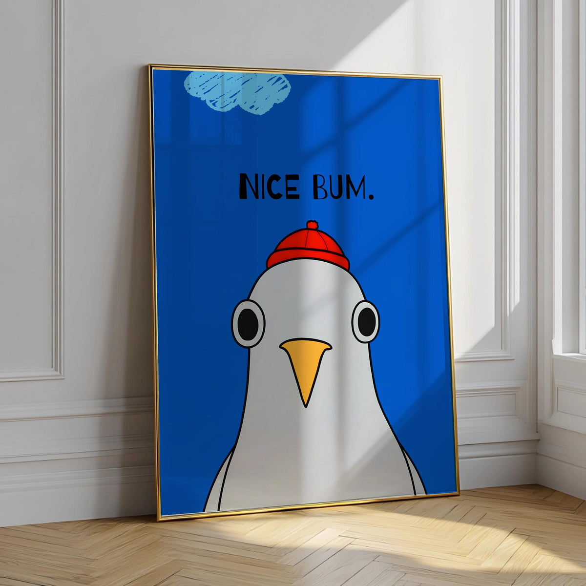 Nice Bum Poster Funny Seagull Bathroom Wall Art - Digital Download