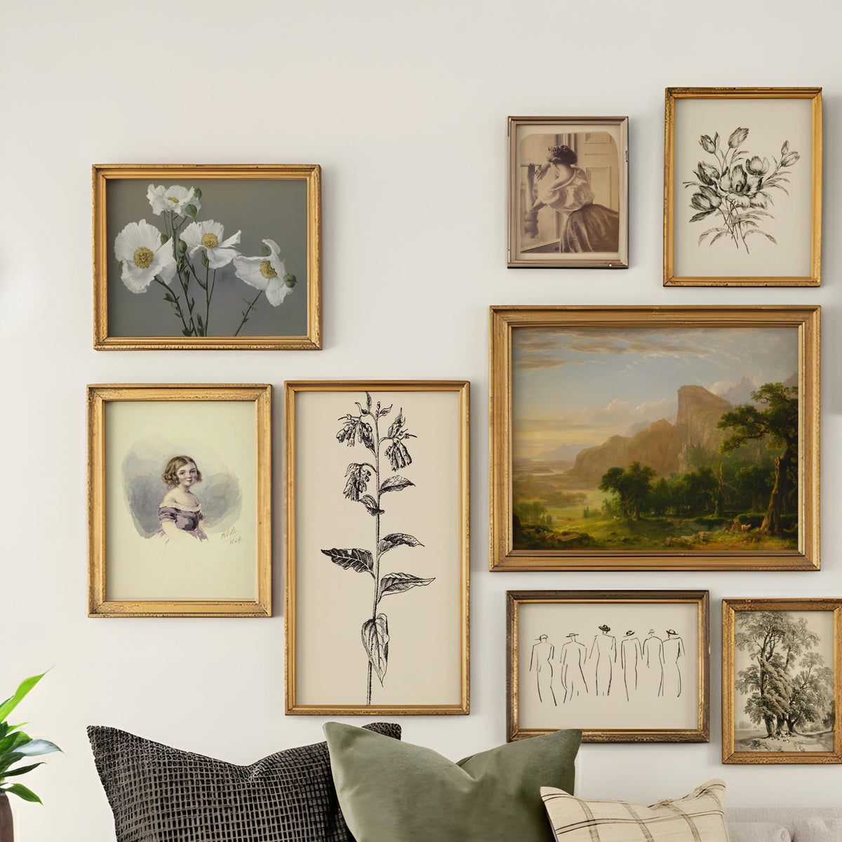 Vintage Gallery Wall Art Set of 10 Antique Botanical Landscape Prints - Digital Download