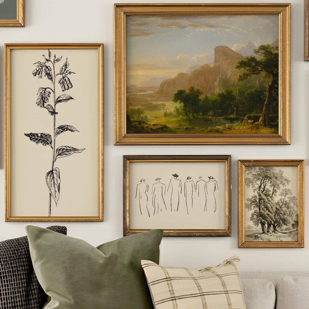 Vintage Gallery Wall Art Set of 10 Antique Botanical Landscape Prints - Digital Download