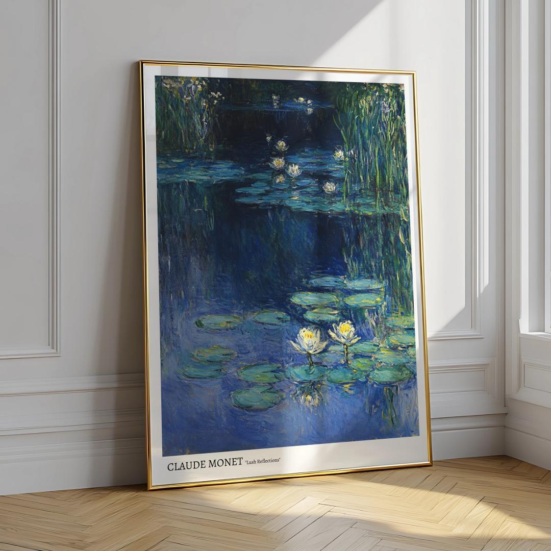 Monet Water Lilies Poster Vintage Botanical Wall Art - Digital Download