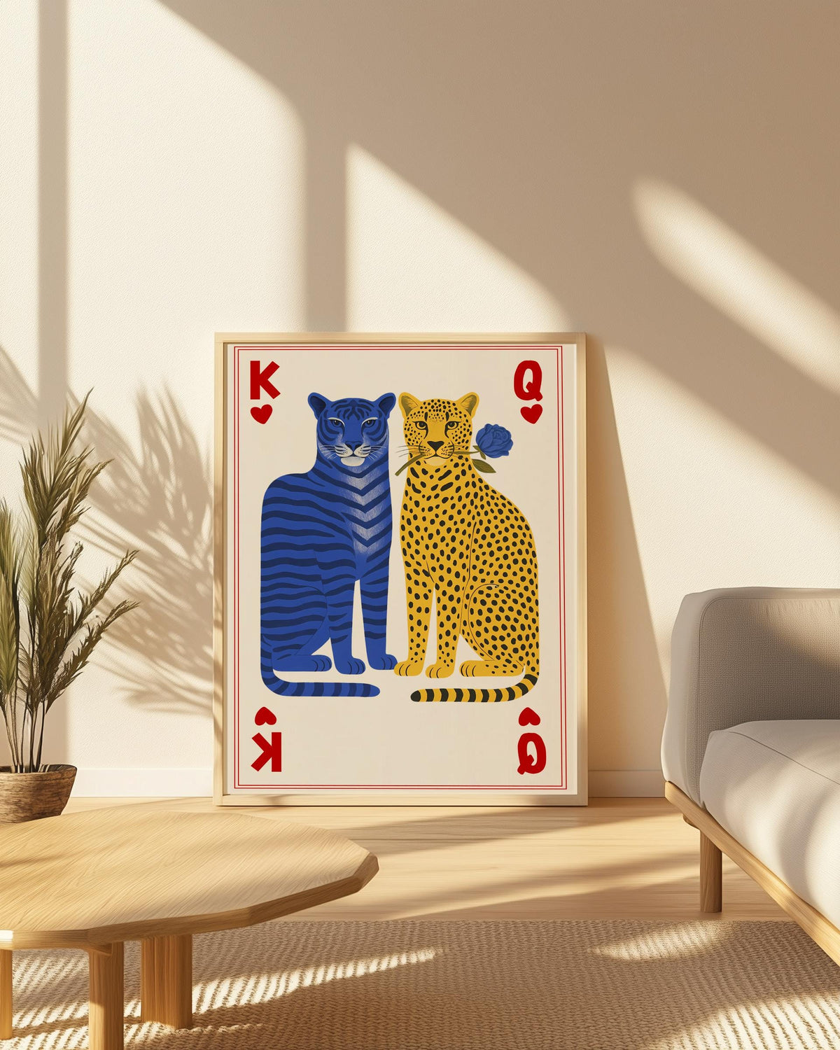 Tiger and Cheetah Playing Card Print Femme Fatale Wall Art - Digital Download