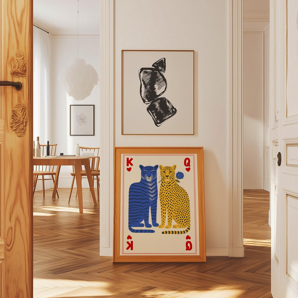 Tiger and Cheetah Playing Card Print Femme Fatale Wall Art - Digital Download