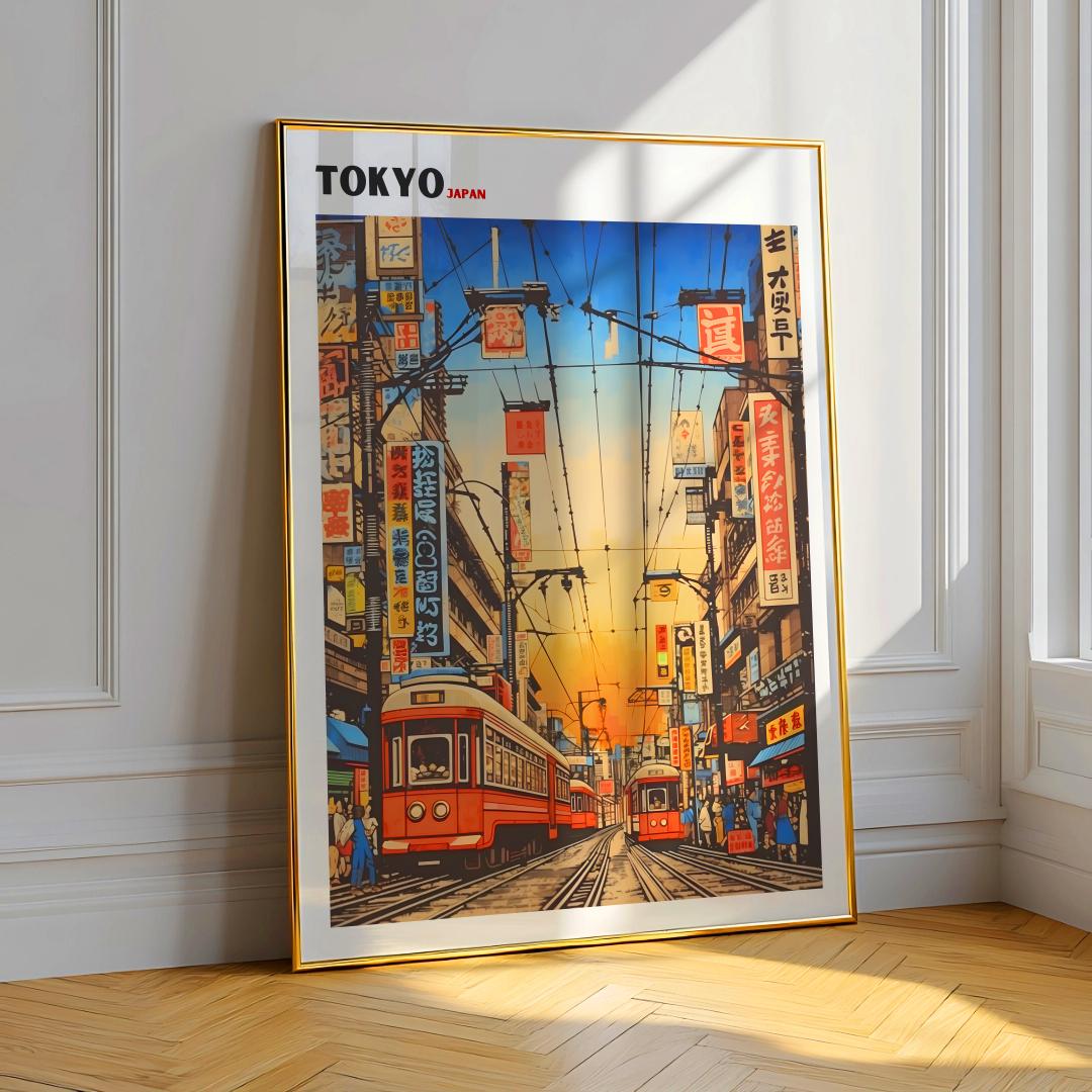 Tokyo Street Poster Retro Japanese Market Wall Art - Digital Download