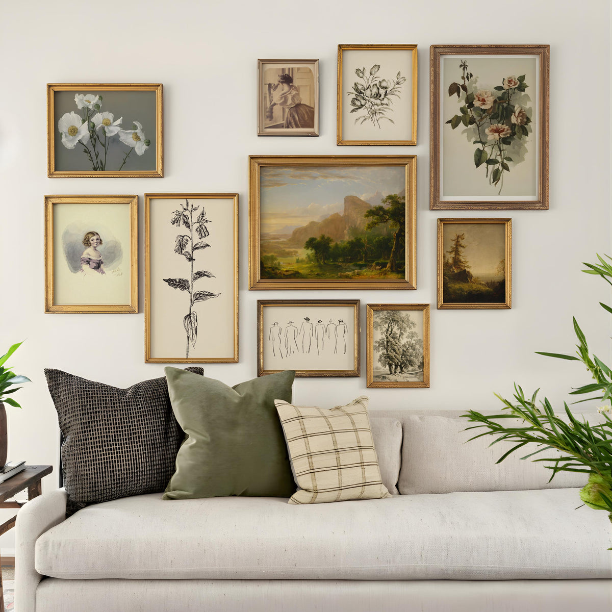Vintage Gallery Wall Art Set of 10 Antique Botanical Landscape Prints - Digital Download