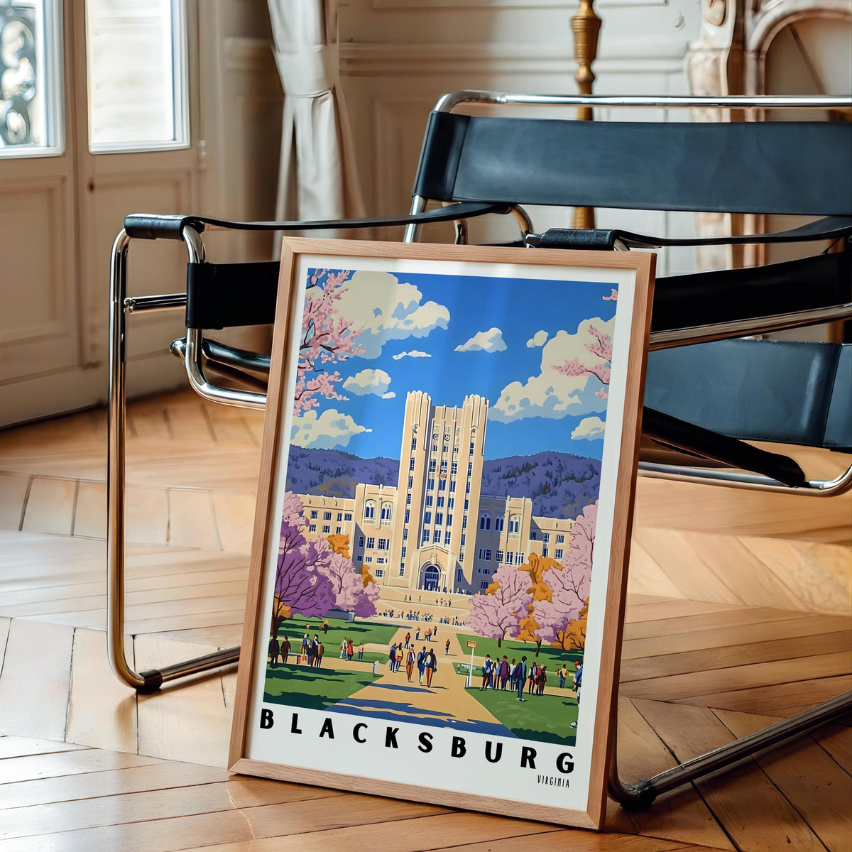 Virginia Tech Blacksburg Poster Campus Landscape Wall Art - Digital Download