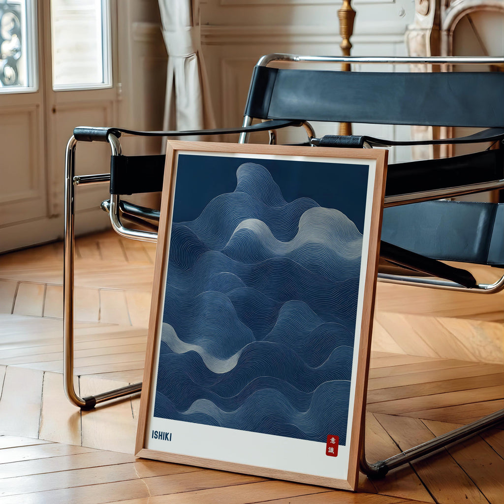 Japandi Wall Art Set of 3 Modern Abstract Wave Prints - Digital Download