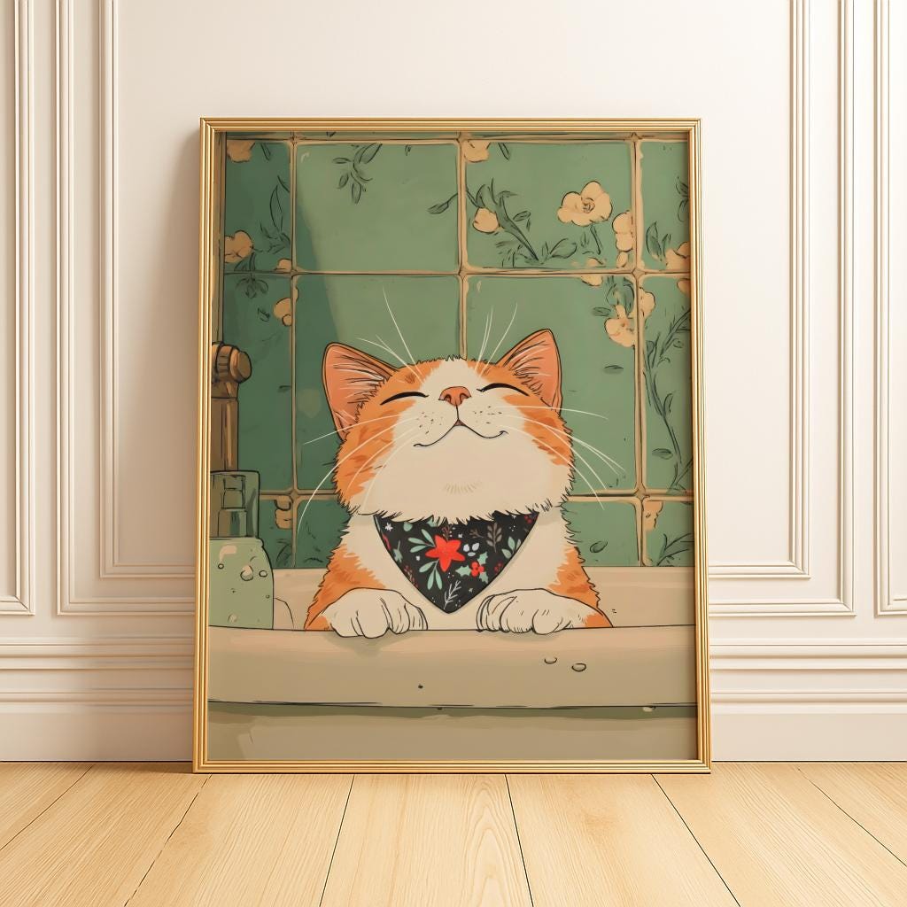 Custom Cat Ramen Poster Personalized Pet Illustration - Digital Download