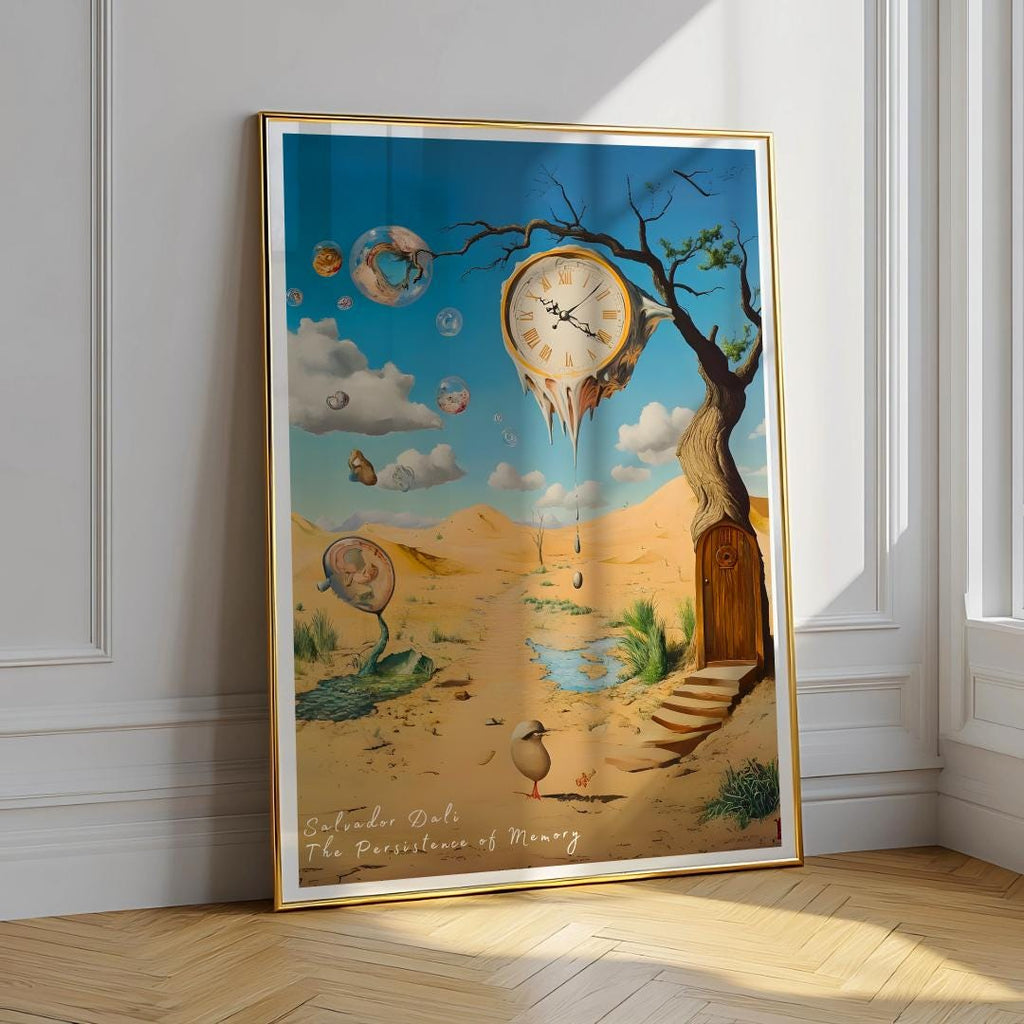 Surreal Melting Clock Poster Desert Dreamscape Wall Art - Digital Download