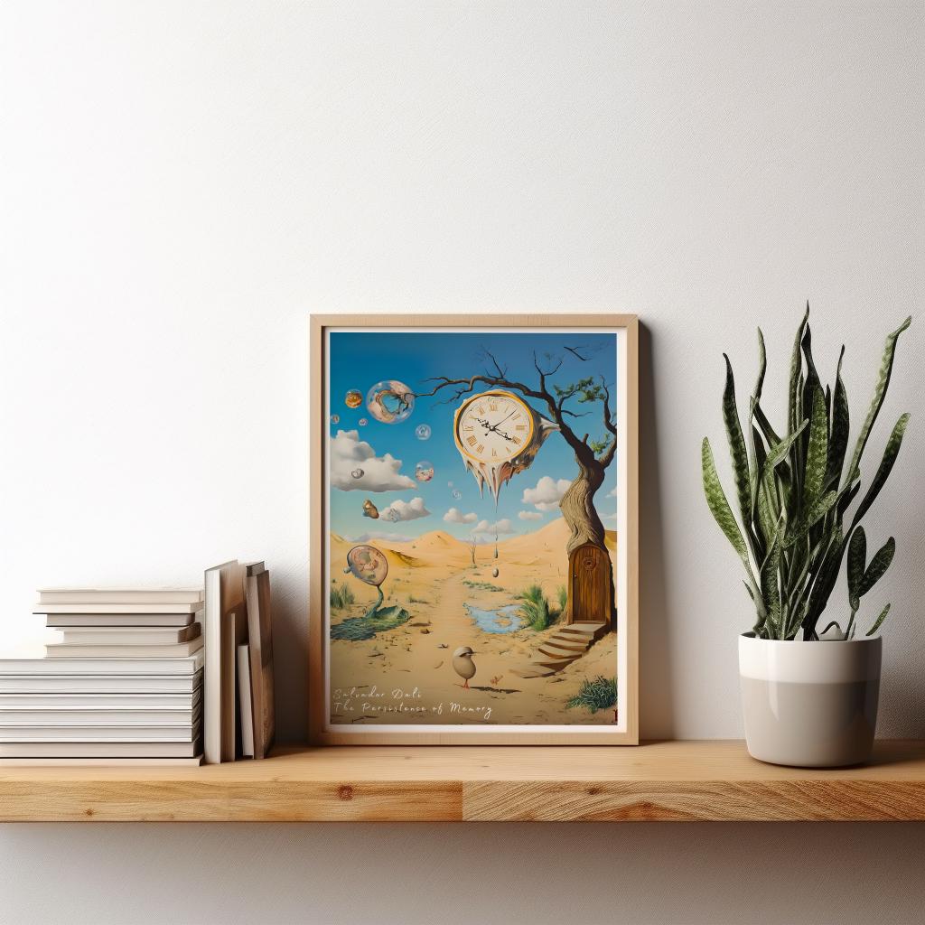 Surreal Melting Clock Poster Desert Dreamscape Wall Art - Digital Download