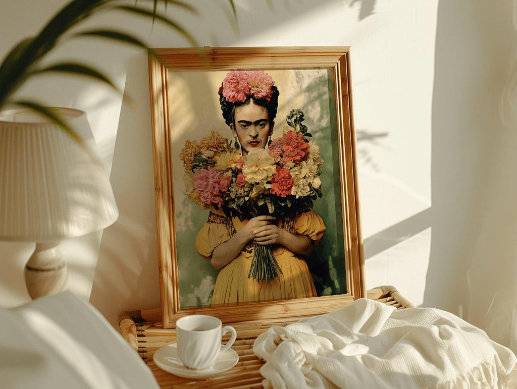 Frida Kahlo Floral Art Poster Colorful Feminist Wall Art - Digital Download