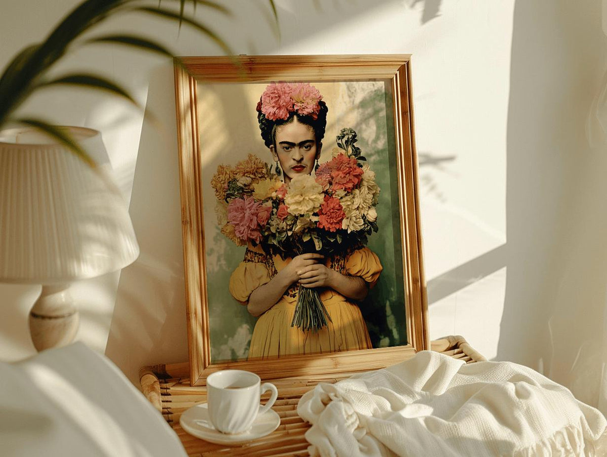 Frida Kahlo Floral Art Poster Colorful Feminist Wall Art - Digital Download