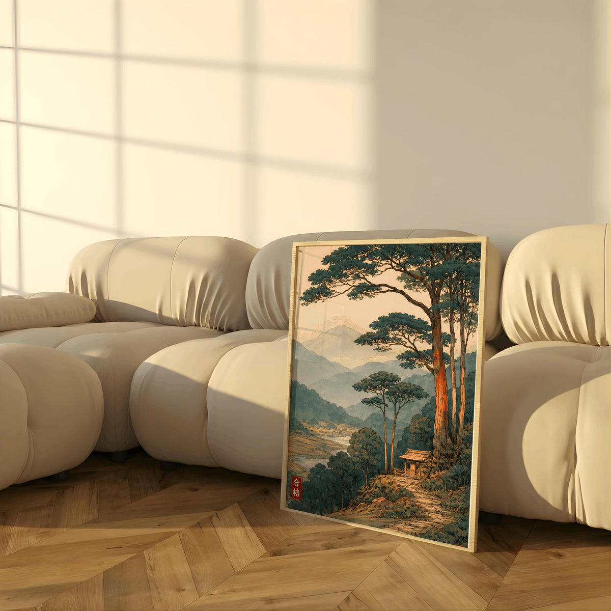 Vintage Japanese Forest Poster Tranquil Mountain Landscape Wall Art - Digital Download