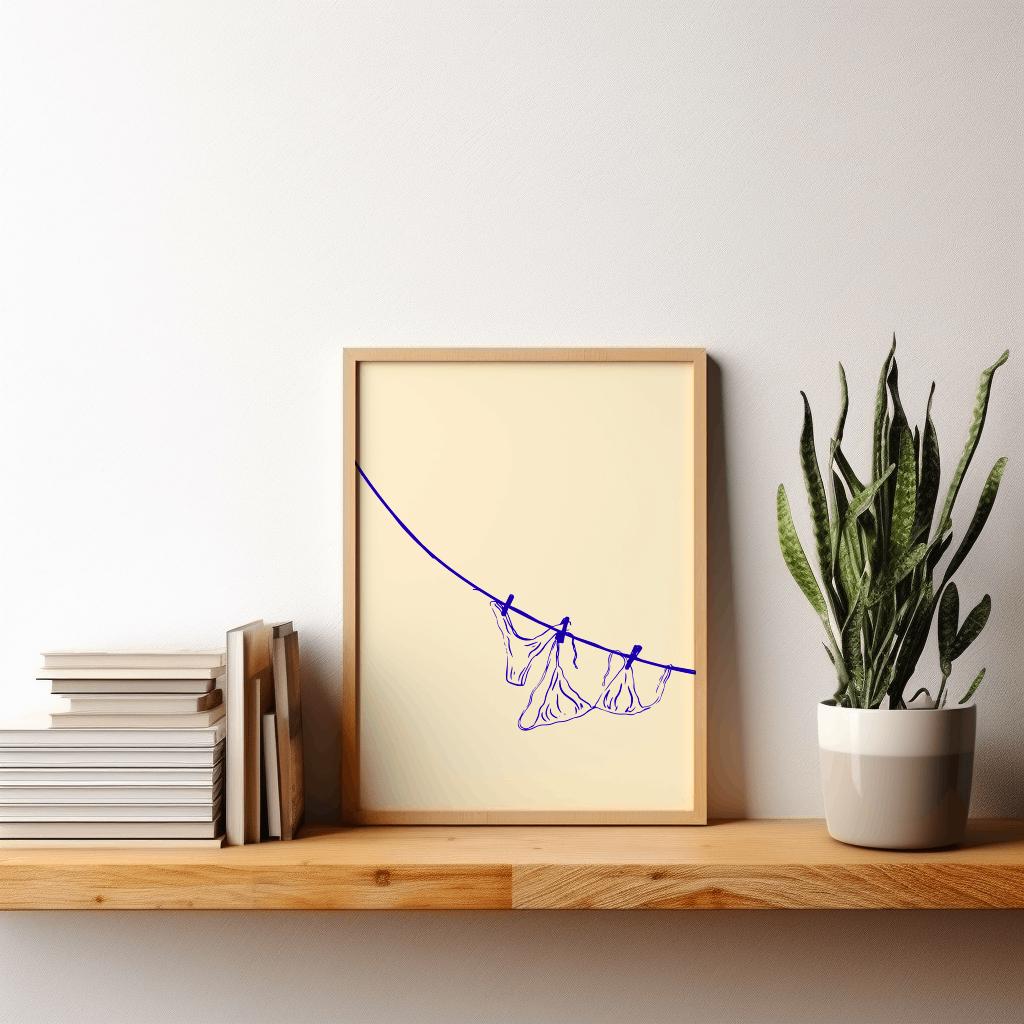Blue Bikini Art Print Coastal Cowgirl Wall Art - Digital Download
